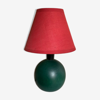 Lampe 80s en bois vert vintage