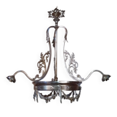 large chandelier 1900 in silvered metal
