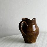 Stoneware owl pitcher, rustic tableware.