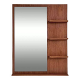 Scandinavian wooden mirror with integrated shelves