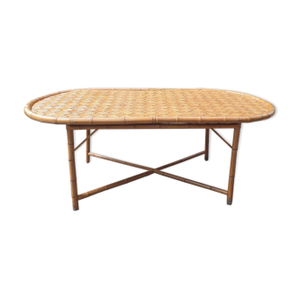 Table à manger en bambou de Madagascar vintage années 80