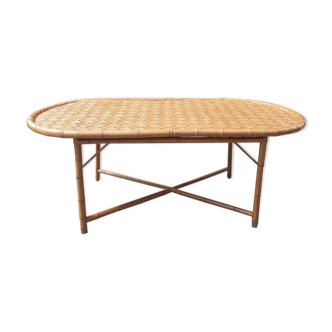 Vintage Madagascar bamboo dining table 80s