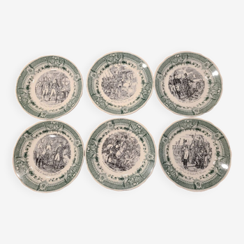 6 talking plates Napoléon Sarreguemines reissue of 1830
