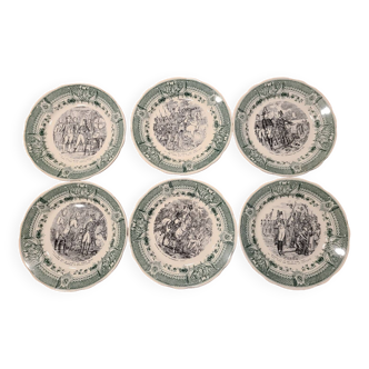 6 talking plates Napoléon Sarreguemines reissue of 1830