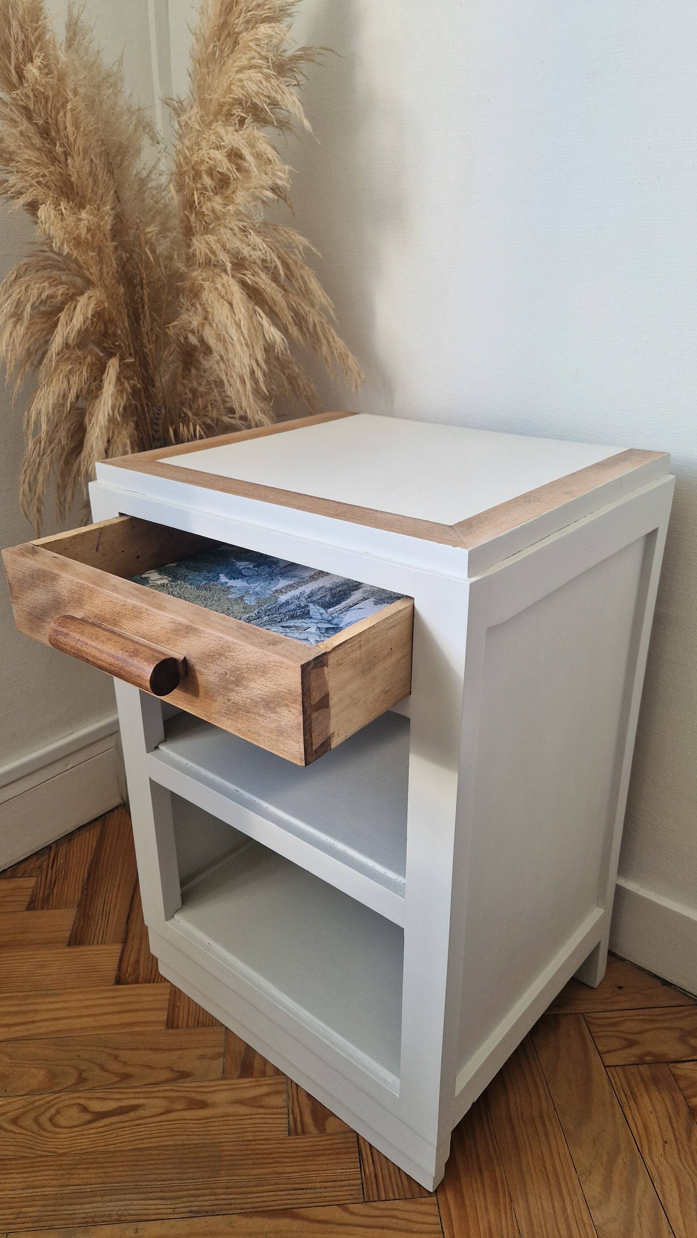 Pair of vintage beech bedside tables