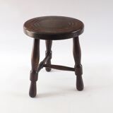 Turned wood tripod stool