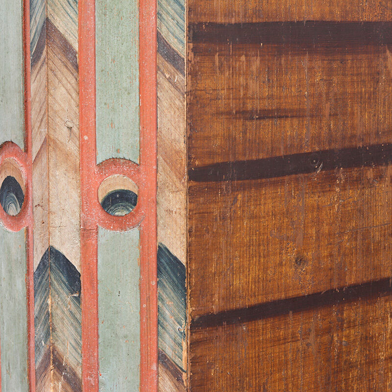 Rustic Weathered Farmhouse Folk Art Painted Bridal Cabinet