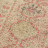 Handmade Vintage Oriental Beige Runner Carpet 77 cm x 331 cm