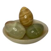Series of three onyx eggs and XXth cup
