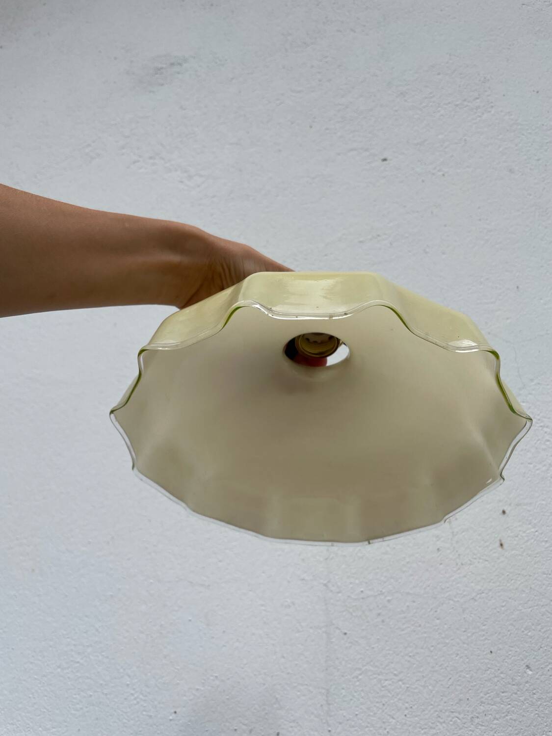 White and beige glass pendant light