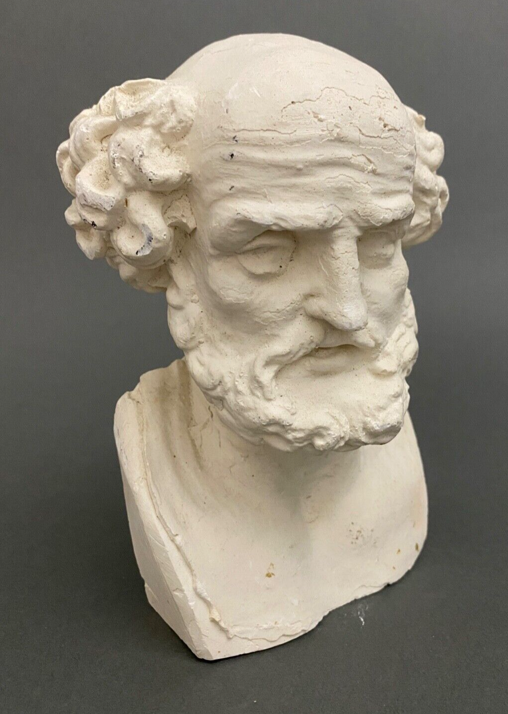 Bust of Socrates in plaster mid-twentieth artist's studio