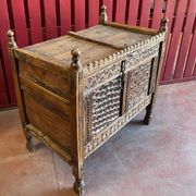Afghanistan XIXth century wedding chest entirely hand-carved with floral decorations.