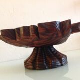Brutalist wooden candlestick shaped vine leaf /vintage 60s-70s