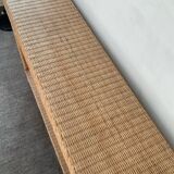 Wood and woven wicker console