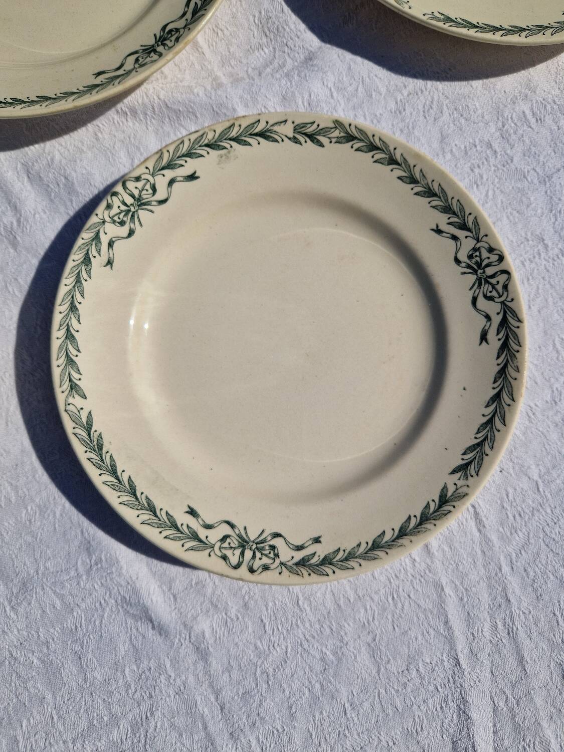 6 Dinner Plates Belleville De Longchamp Terre De Fer Decor, 1900s
