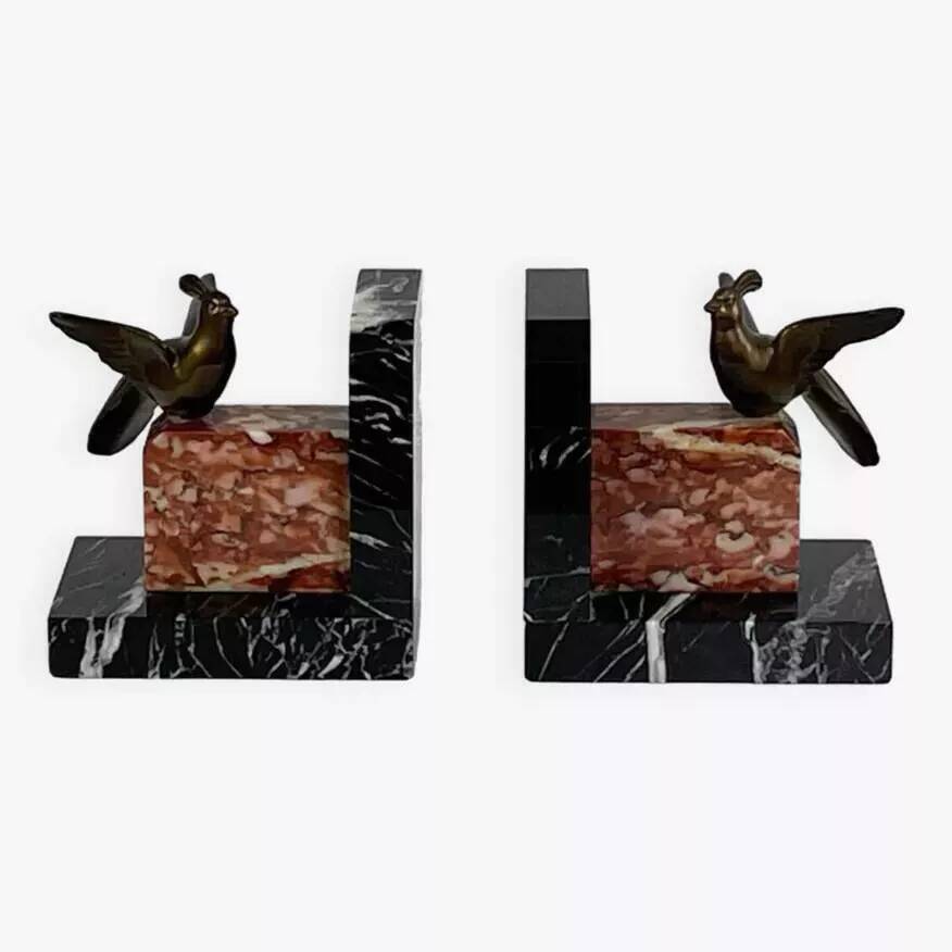 Vintage marble and brass bookend