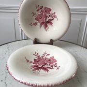 Duo de plats de service longchamp roses années 30-40