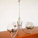 Chandelier Gaetano Sciolari, 3 lights, in chrome and smoked glass, 1970.
