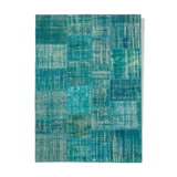 Tapis turc surteint fait à la main 172 cm x 238 cm tapis patchwork turquoise