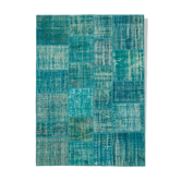 Handmade Turkish Overdyed 172 cm x 238 cm Turquoise Patchwork Carpet