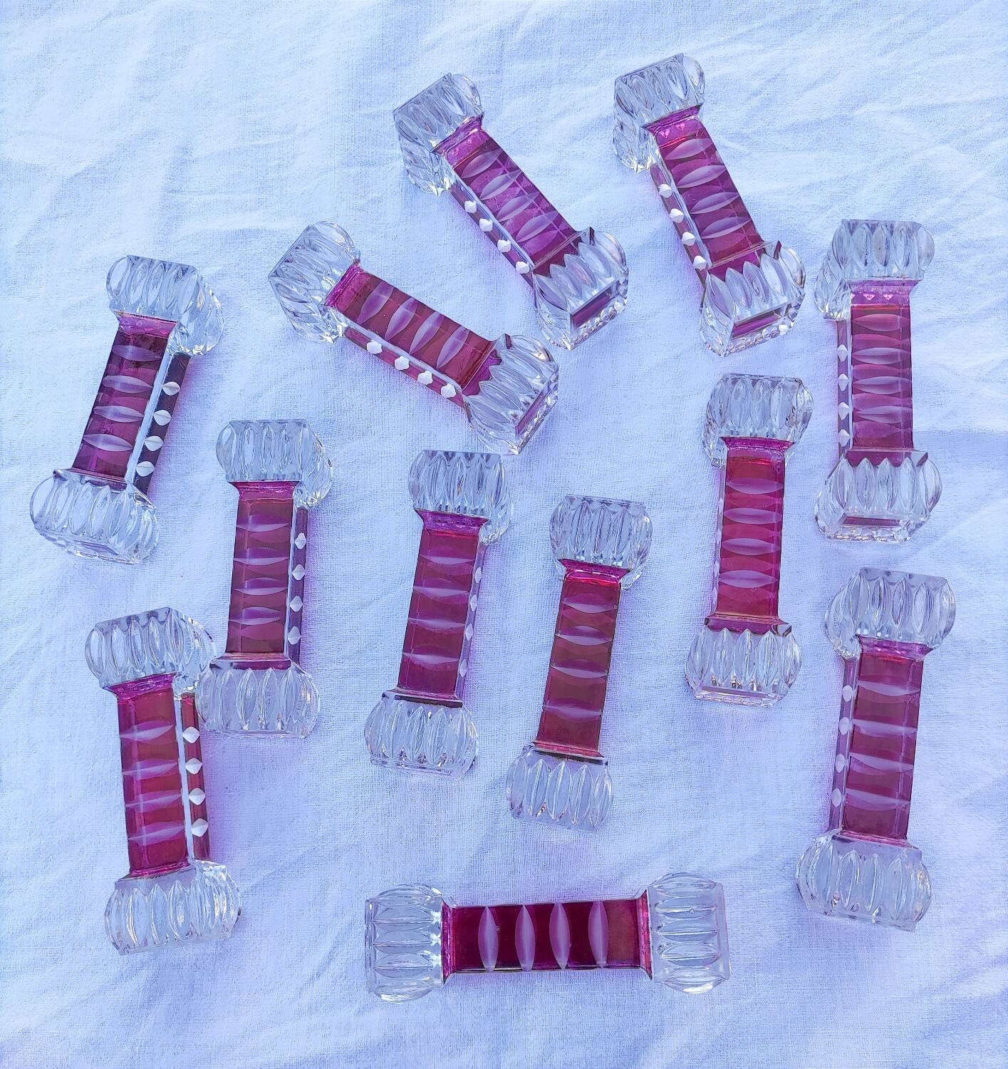 12 colored crystal knife holders - 1970