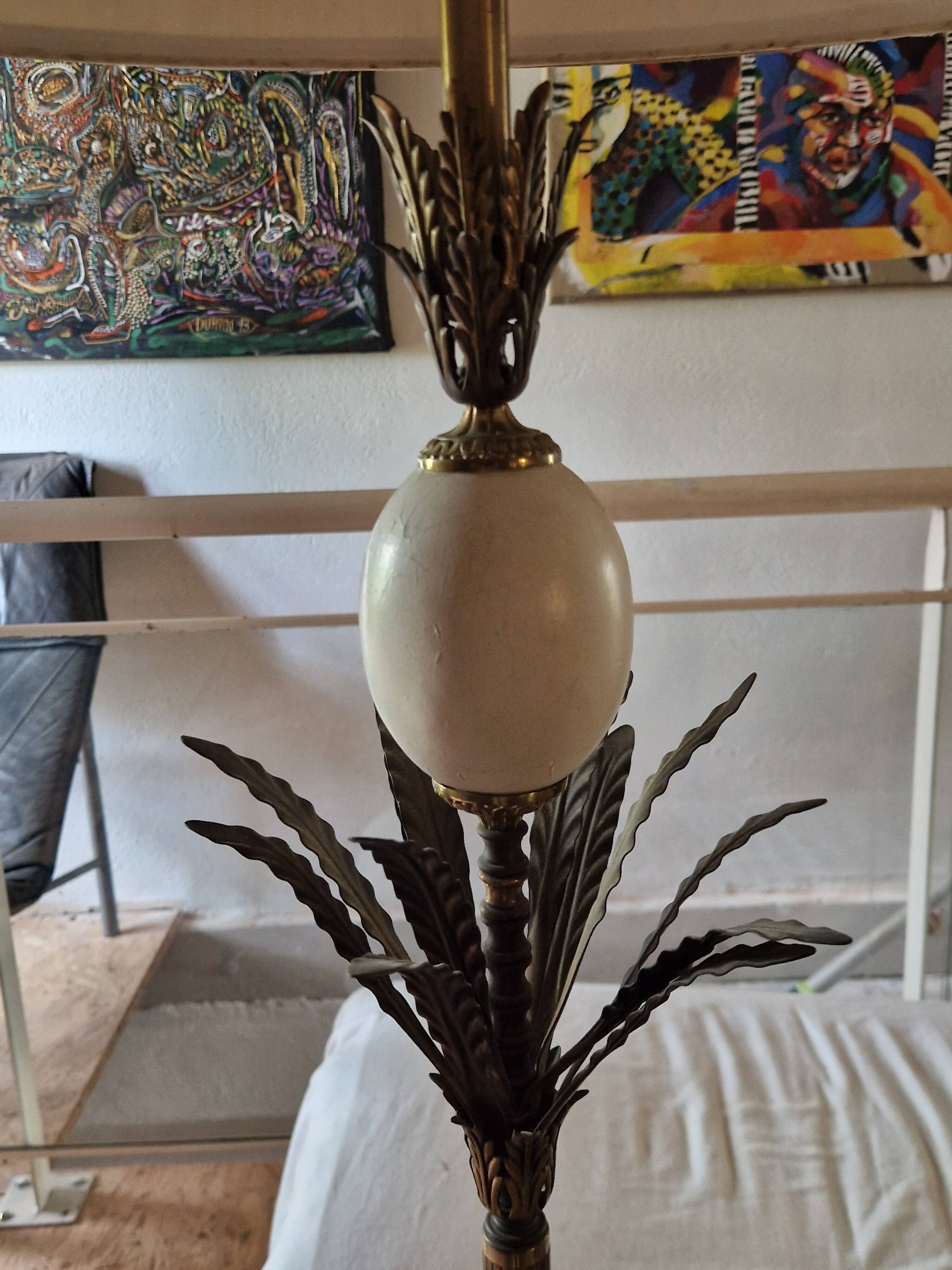 Lampe oeuf d'autruche et ananas style Jansen
