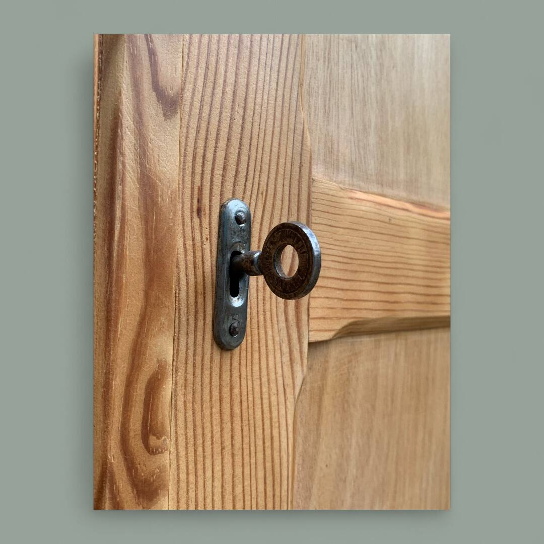 Parisian bonnet wardrobe, raw wood, 1950s