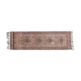 Tapis couloir vintage turc Oushak fait main en laine et coton marron 83x290 cm des années 1970
