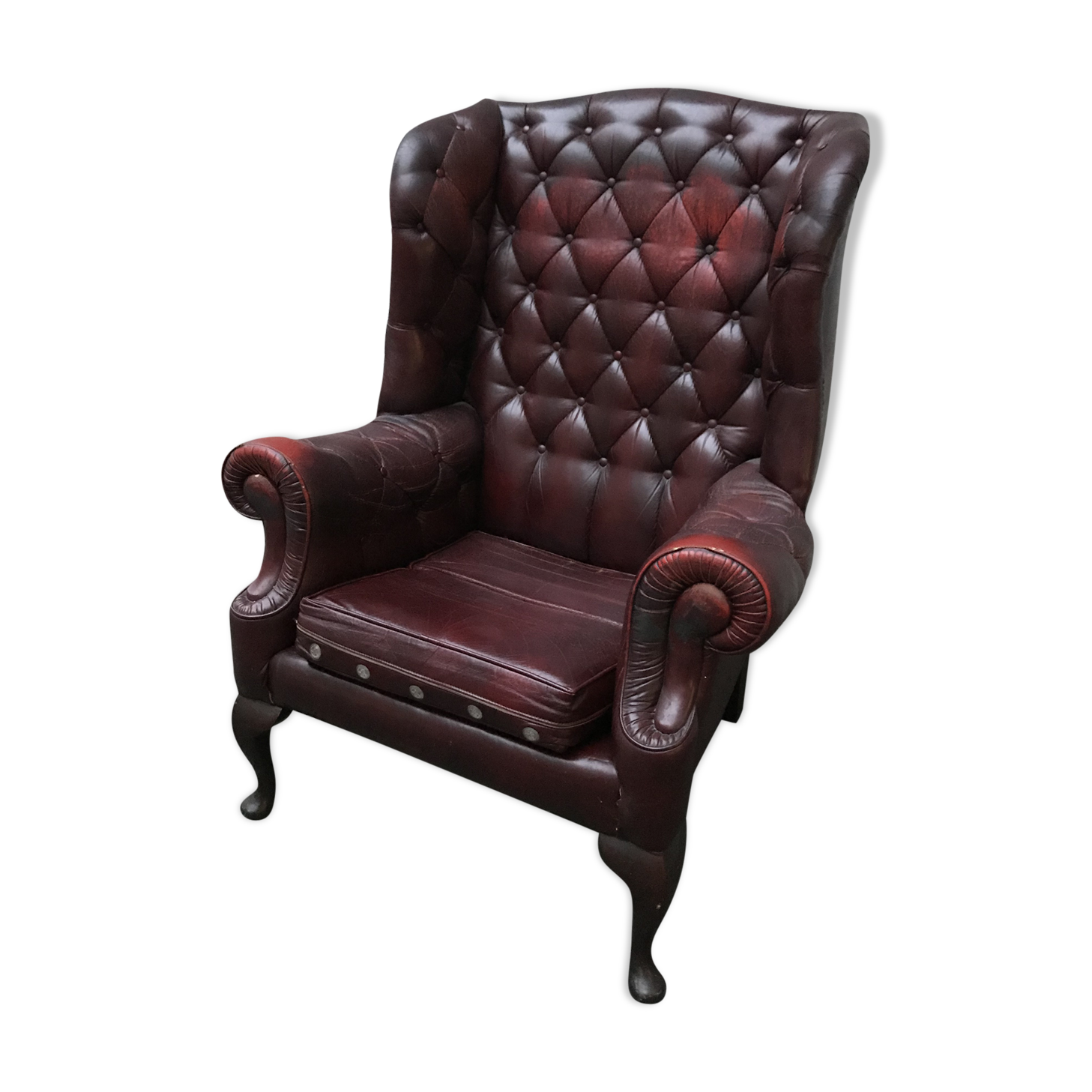 Fauteuil bergère chesterfield anglais