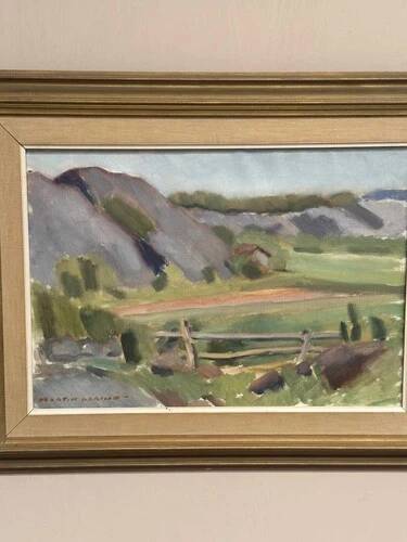 Oil on Canvas “Serene Landscape” by Martin Larson, Vintage & Framed