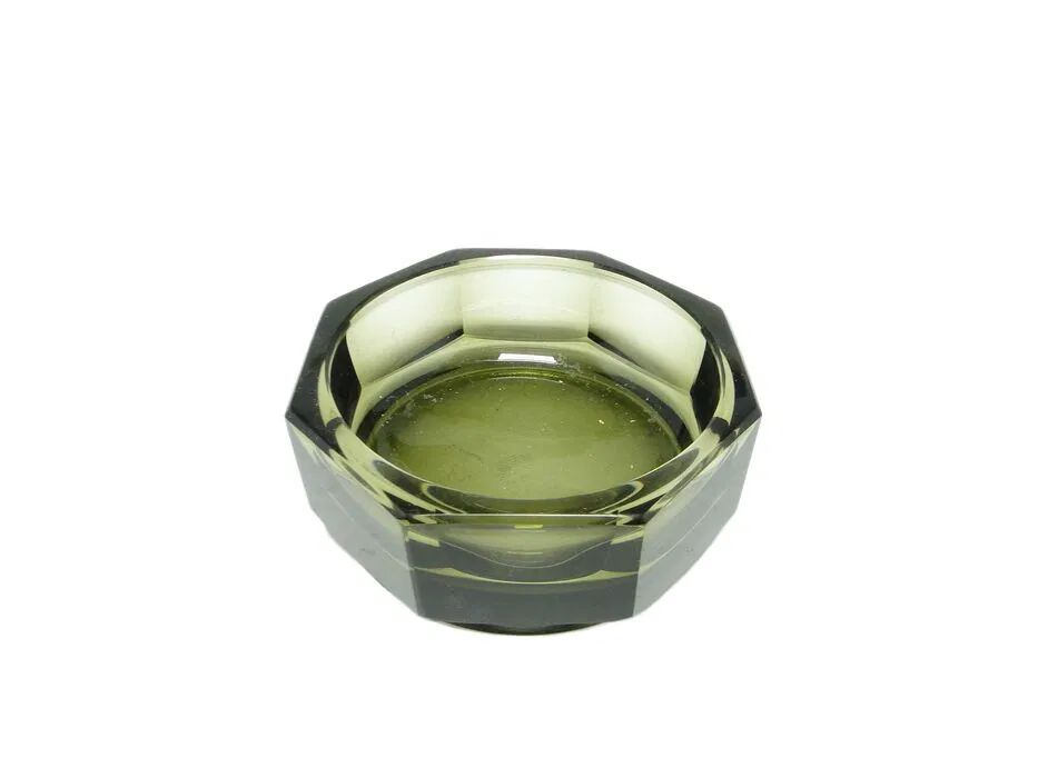 Art Deco Caddy, Olivine Crystal, Moser, Czechoslovakia, 1930s