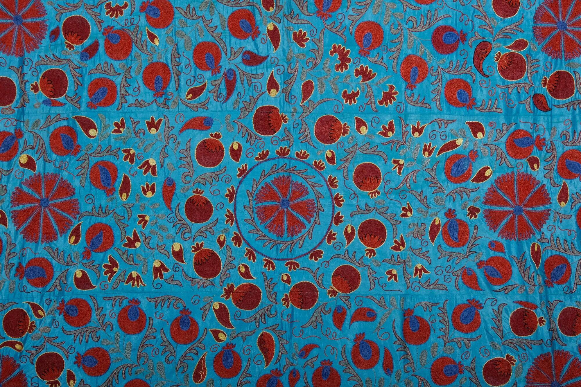 Vintage hand-embroidered Uzbek Suzani 256x305 cm