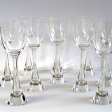 Set of 10 Flight wine glasses from the 60s
