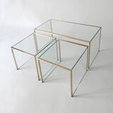 3 nesting coffee tables in glass and gilded metal, 1950-1970