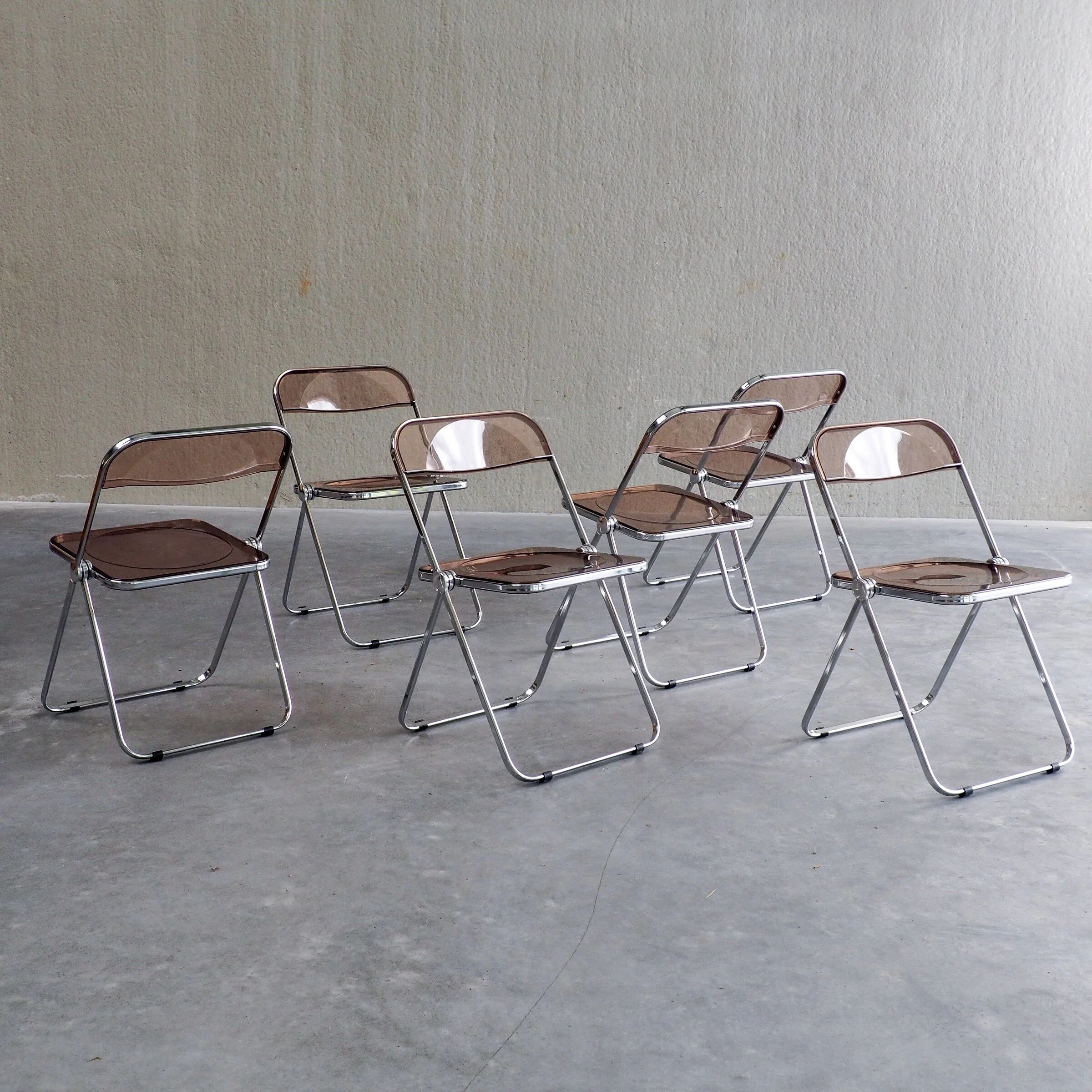6 Plia folding chairs by Giancarlo Piretti for Anonima Castelli