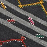 8x11 Gray & Black Striped Pattern Turkish Kilim Rug, 235x337Cm
