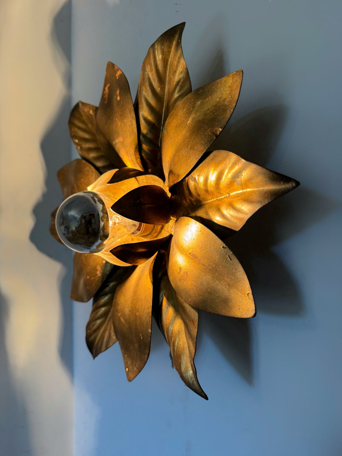 Golden flower wall light from the 70s