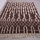 Brown Beni Ourain Rug 183 x 246 cm, Handmade Berber Wool Rug, Vintage Style