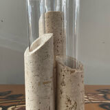 Vintage soliflore vase in travertine and glass