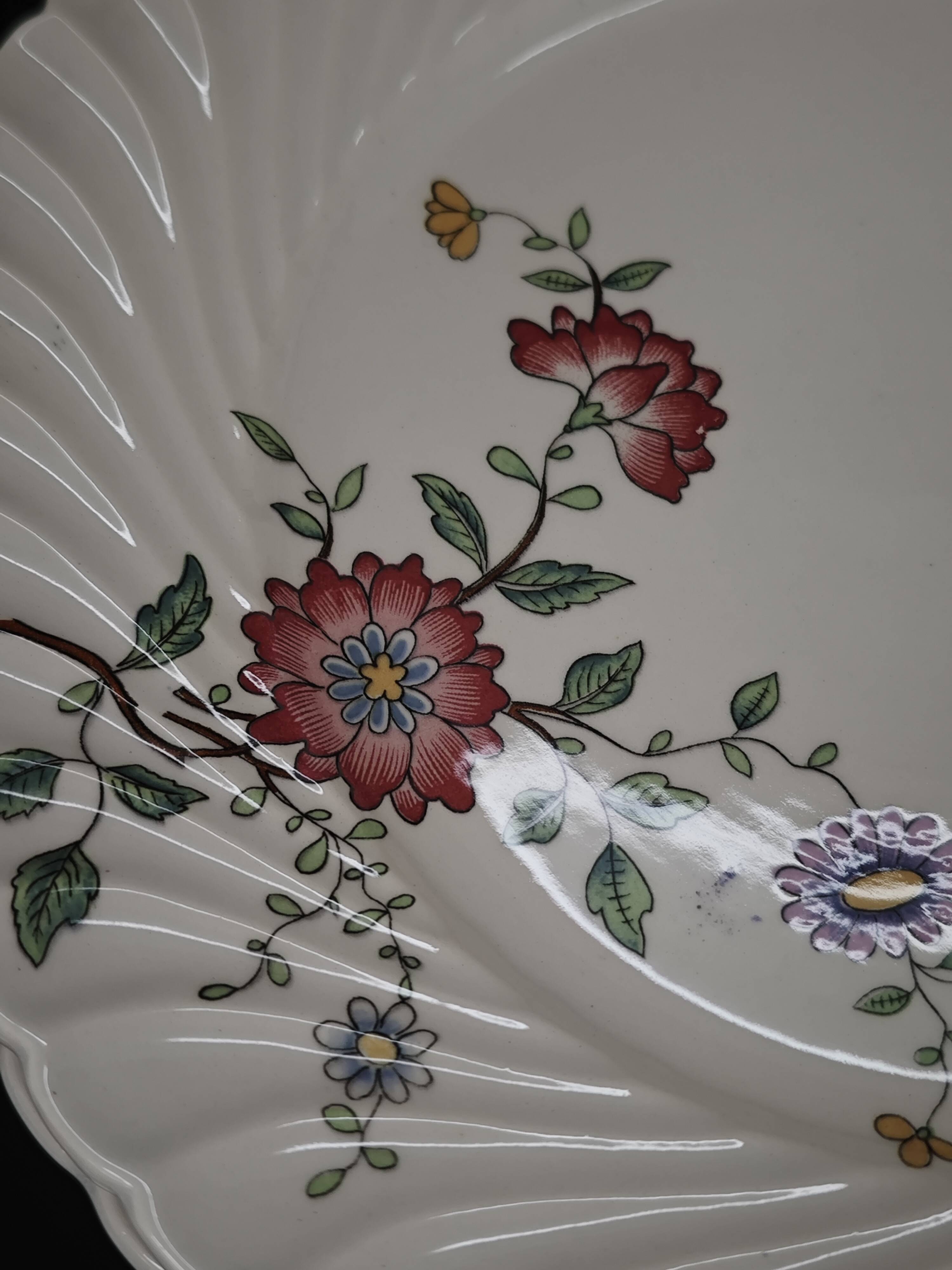 Set of 11 flat plates KG Lunéville Service Fleurs des Indes