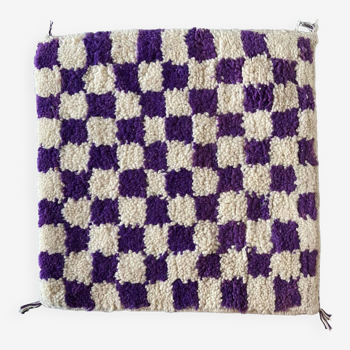Berber wool cushion cover with checkerboard pattern