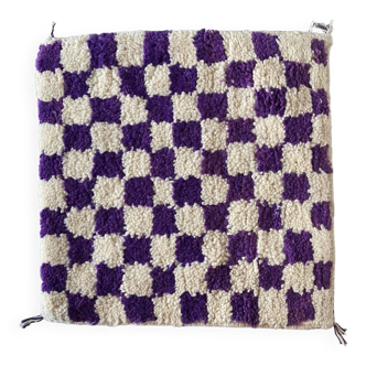 Berber wool cushion cover with checkerboard pattern