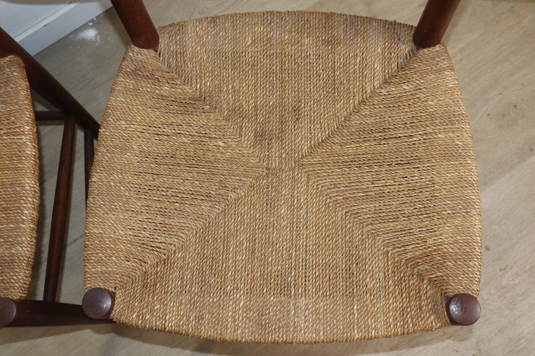 Set of 4 Scandinavian chairs by Peter Hvidt – teak & cord – 1960s