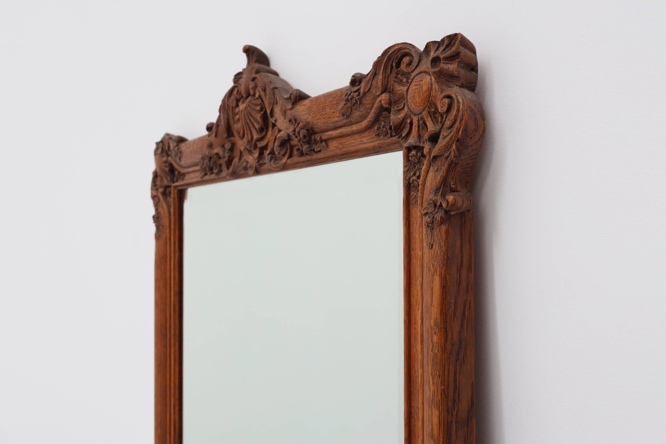 Baroque carved wooden beveled mirror in Louis XV style, France 1900s