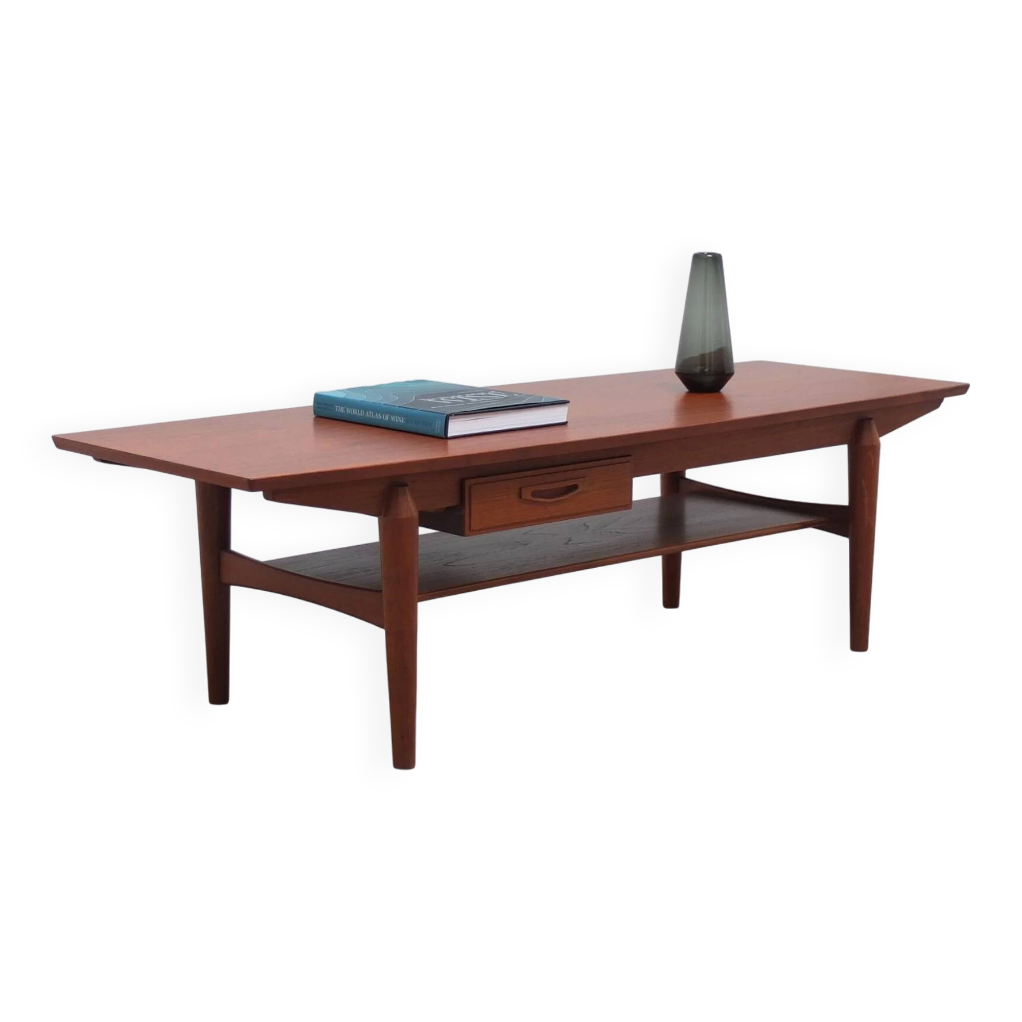 Large coffee table with magazine rack by O.M.F., 1960s
