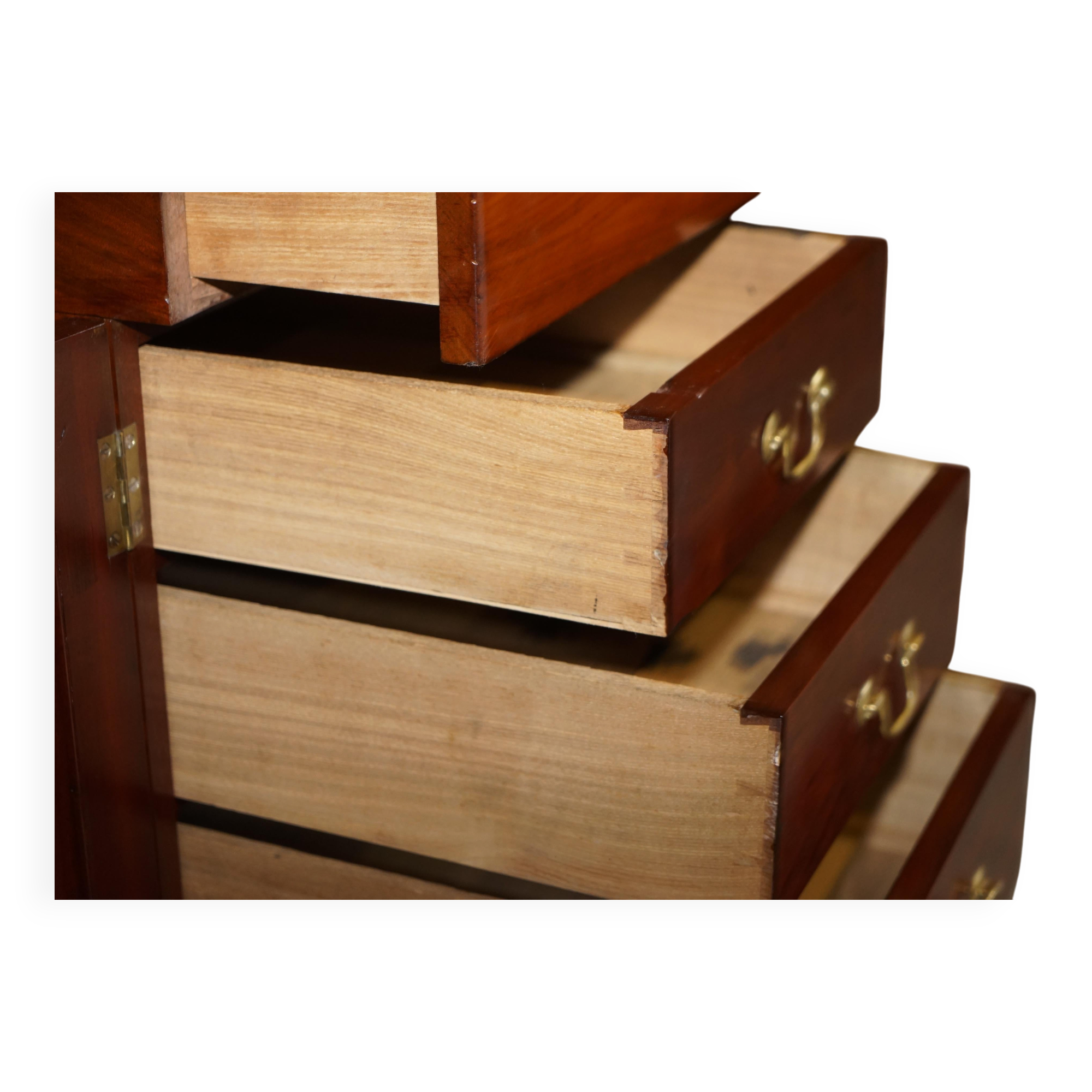 Antique Hardwood Desk with Leather Top and Slanted Drawer