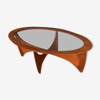 Restored Teak Retro G Plan Fresco Teak & Glass Oval Astro Coffee Table