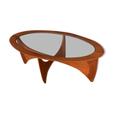 Restauré Teck Retro G Plan Fresque Teck &Verre OvalE Astro Table Basse