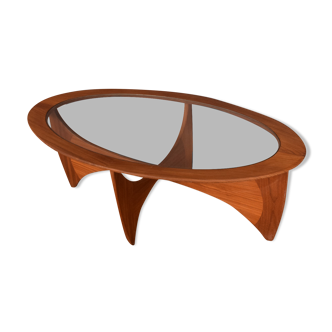 Restauré Teck Retro G Plan Fresque Teck &Verre OvalE Astro Table Basse