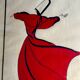 Contemporary Art Painting Signed 1992 Embroidered - Whirling Dervish - Framed